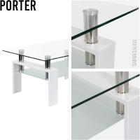 Mesa Moderna de Centro con Tapa de Cristal Transparente y Base de Metal Negro (100x60 cm) - details 11