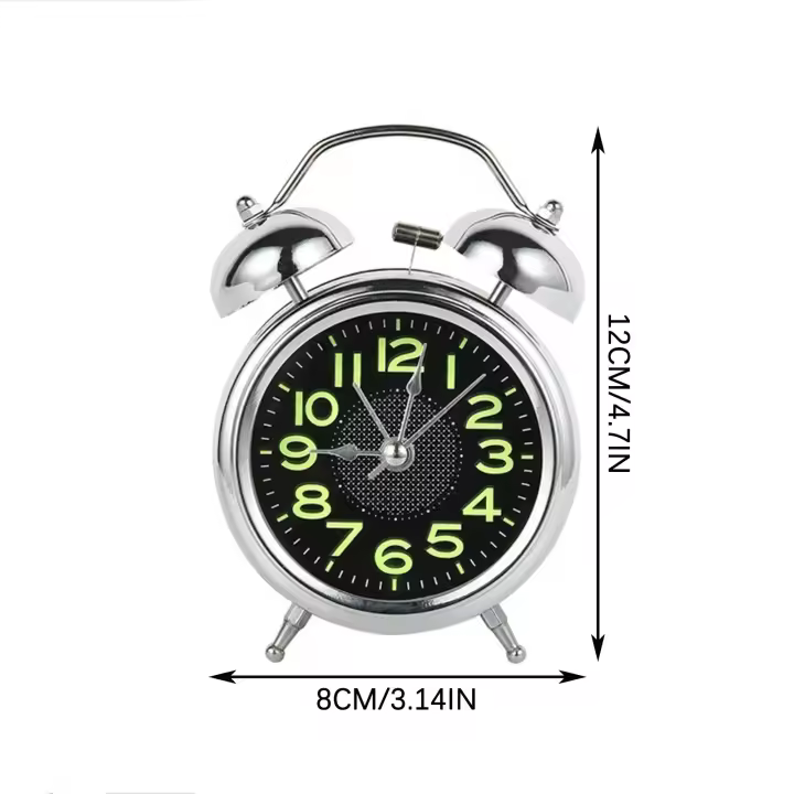 Reloj despertador con luz de fondo para adultos y niños, dispositivo de 4 pulgadas, silencioso, de cuarzo, analógico - 1
