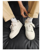 Zapatos deportivos transpirables de primavera para hombre, de estilo informal, con cordones, versátiles y de suela gruesa, de estilo sencillo, color blanco - details 14