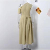 OUWU- Vestido de manga larga para mujer, elegante color sólido con abertura frontal, de moda para primavera y verano 2024 - details 5