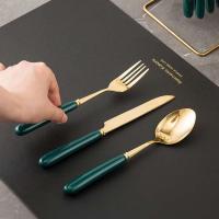 Productos mango de cerámica cuchillo principal tenedor cuchara vajilla occidental de acero inoxidable conjunto con caja de regalo de 24 piezas - details 27
