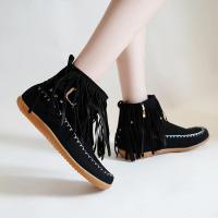 Botines de mujer con flecos planos, lujosas zapatillas góticas con hebilla de cinturón, diseño elegante, talla grande 43 - details 5