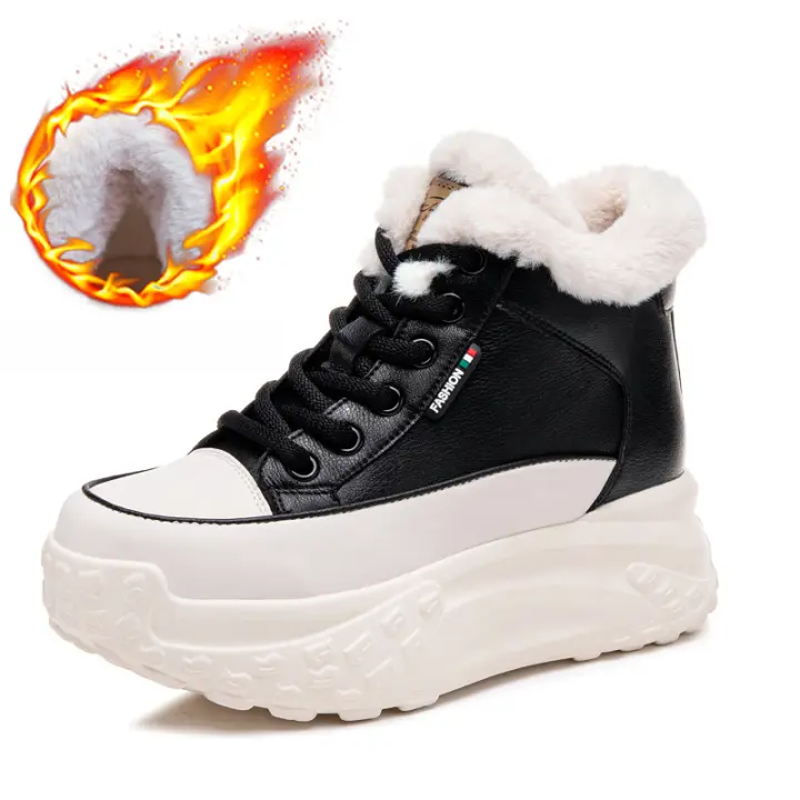 Nuevos deportes casuales de otoño e invierno versátiles aumento de altura ropa exterior de terciopelo muffin zapatos de papá. - 1