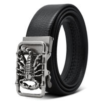 Cinturón de cuero con hebilla automática para hombre, escorpión 3D, Punk, de diseñador, Animal, talla grande, 130, 140, 150, 160, 170cm, 2023 - details 3