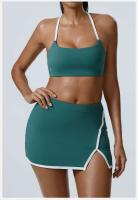 Conjunto de dos piezas de sujetador y pantalones cortos de entrenamiento de yoga, conjunto deportivo de mujer Fiess yoga Tre elástico de retales - details 1