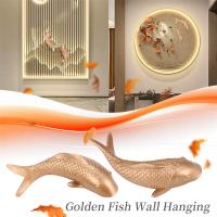 Adorno colgante de pared para decoración del hogar, estatuilla de pez dorado, carpa de resina, 2 piezas, personalidad, Fondo de restaurante - details 4