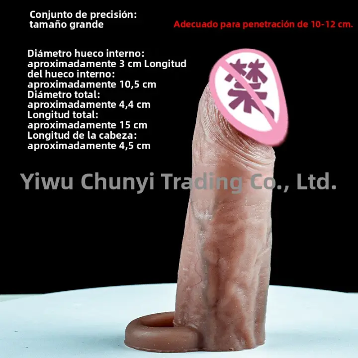 Cubierta de pene súper simulada para hombres, crecimiento de la ampliación, cubierta de diente de lobo de silicona, cubierta de pene hueco, productos sexuales para adultos - 1