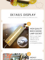 Tablero de Memo Creativo de Acrílico con Luz LED Cálida Blanca Soporte de Madera de Haya - details 6