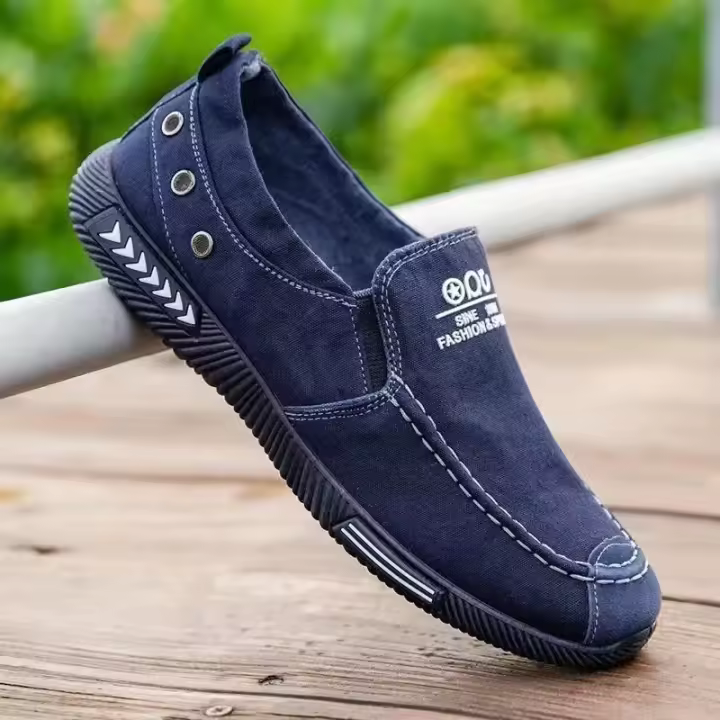 Nuevos Zapatos Vaqueros de Lona para Hombre Mocasines sin Cordones para Conducir al Aire Libre, Moda Vintage - 1