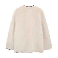 TRAFZA-Chaqueta de piel gruesa con hebilla de cuerda para mujer, abrigo holgado de manga larga con bolsillo, Simple y cálido, invierno, nueva moda - details 2