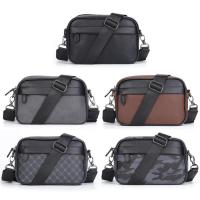 Bolso Cruzado de Hombro para Hombres Cuero PU Diseño a Cuadros Bolso Messenger de Negocios Casual - details 25