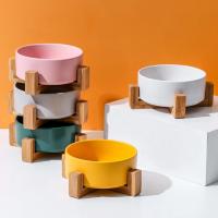 Bol para Mascotas de Cerámica con Soporte de Madera Alimentador y Regador para Perros y Gatos - details 0