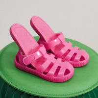 Sandalias con velcro para niños verano 2025 nuevo color sólido niños y niñas bolsa cabeza hueco suela suave bebé jalea sandalias - details 35