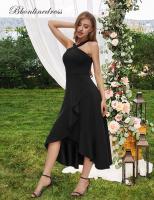 Vestido de Cóctel Tirantes al Cuello – Largo con Volantes, Elegante para Bodas/Fiestas Formales, Diseño Ajustado y Transpirable - details 2