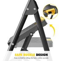 Escalera de Acero Plegable de 3 Peldaños con Seguridad Bloqueada Carga hasta 360kg - details 1