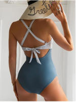 Nueva bolsa suave de una pieza traje de baño cruzado bikini con tirantes en la espalda traje de baño ajustado - details 24