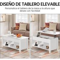 Mesa de Café Elegante y Ascendible con Cajón Estilo Moderno para Sala Patas de Madera Maciza - details 5