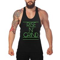 RISE N' GRIND NO PAIN NO GAIN Summer Raceback Gym Tank Tops Mens Cotton Bodybuilding Stringer Singlets Fitness Sleeveless Shirt - details 2