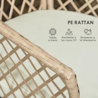 Juego de Muebles de Jardín de Ratán Conjunto de Mesa y 2 Sillas Piezas Extraíbles para Exteriores Terraza Césped Balcón Caqui - details 4