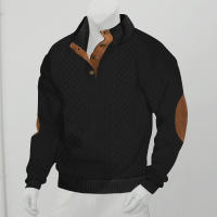 New Autumn/Winter Men's Outdoor Leisure Button Stand up Neck Spliced Loose Colored Sports Sweater Trend Men's Sweater Tops - details 11