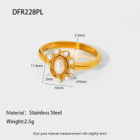 Delicados anillos de perlas de imitación de circonia cúbica de acero inoxidable chapado en oro de 18 quilates resistentes al agua para mujer joyería Vintage de compromiso - details 0