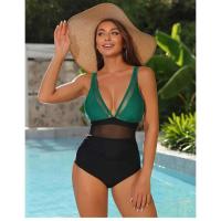 Traje de baño de una pieza con cobertura total de malla con control de barriga para mujer - details 16
