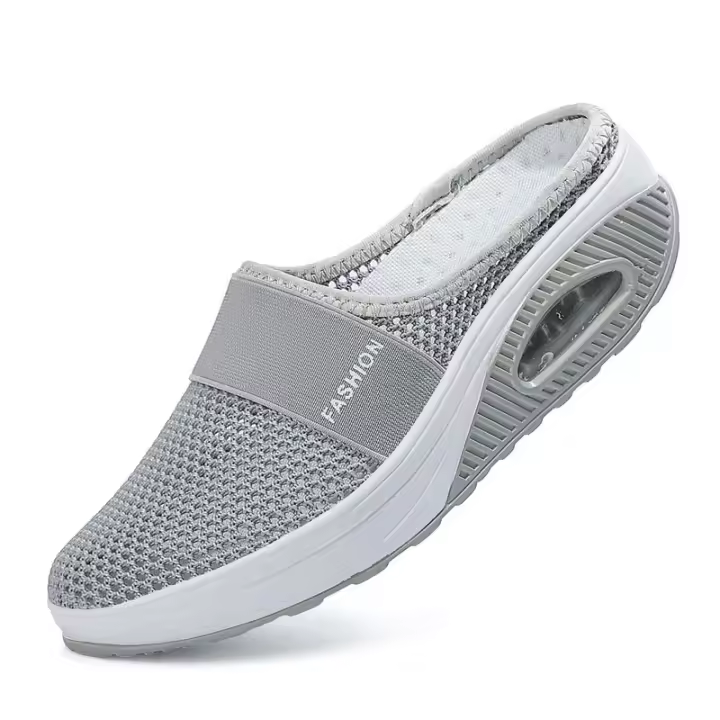 Tela de malla transpirable sin cordones para mujer, cuña cómoda informal y cordones con colchón de aire, calzado deportivo de moda 9 - 1