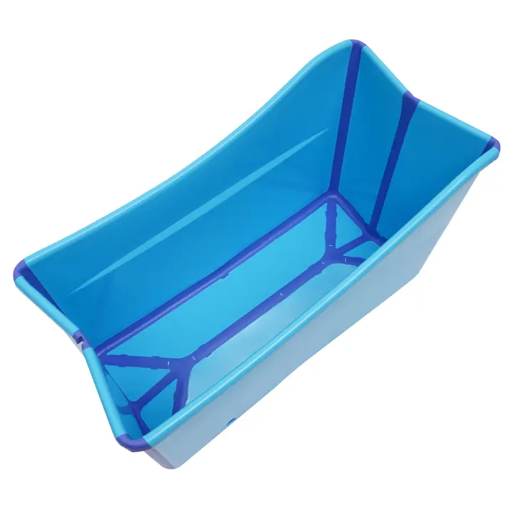 Bañera Plegable Azul para Adultos y Niños Tapón de Drenaje, Clips de Retención - 1