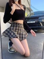 Minifalda escalonada Y2K de cintura alta con volantes y tartán, falda a cuadros, traje estético para mujer - details 26