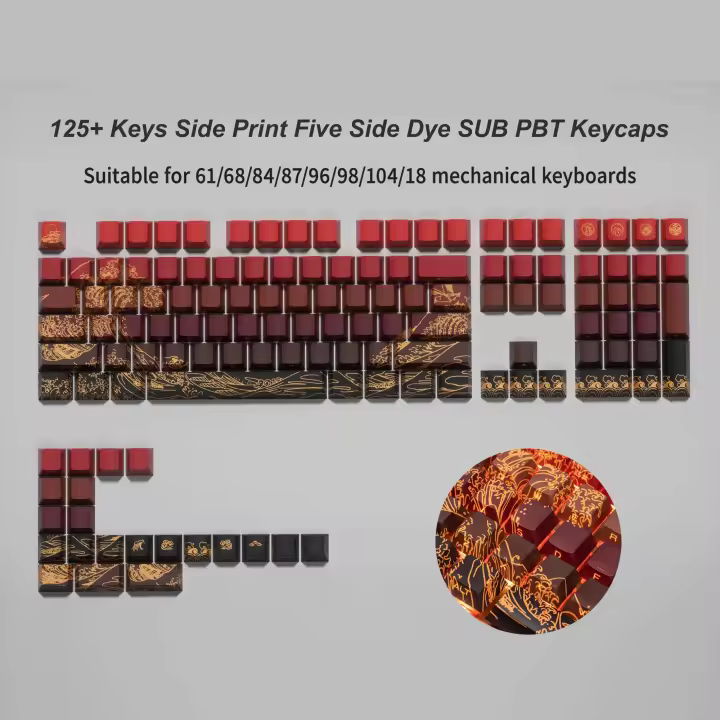 Archivo de configuración del teclado Kanagawa con tema superior/Ide impreso RGB retroiluminado tinte SUB PBT para teclado Cherry MX Swtche, 125 - 1