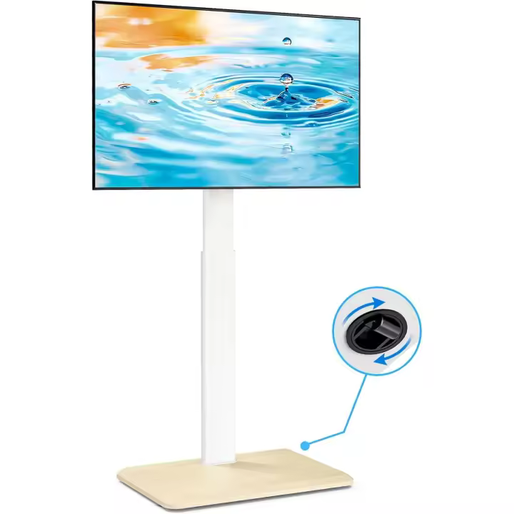 Soporte TV con Ruedas Ocultas 5Rcom Ajustable en Altura, Soporte para Televisores de 24-55 Pulgadas, Pie con Montaje hasta 30 kg, Blanco, Máximo VESA 400x400mm - 1