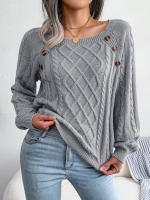 Suéter de punto con botones para mujer, Jersey holgado de manga larga, otoño, 2023 - details 2