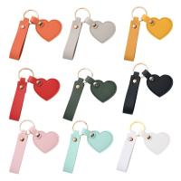 LLavero con forma de corazón de PU, bolso de Color sólido, llavero de cuero con forma de corazón, accesorio colgante, decoración para mochila, colgante colorido - details 1