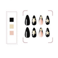 Uñas artísticas de material francés de almendra negra Ideal para principiantes - details 6