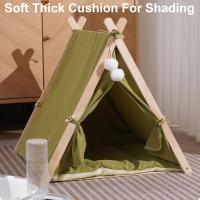 Cama de madera para perros y gatos, tienda de campaña de diseño Simple, prevención de mosquitos, casa de dormir para mascotas, producto para interiores, verano e invierno - details 7