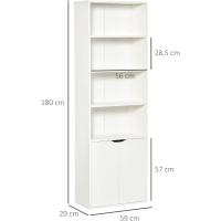 Estantería de Libros con 4 Compartimentos Abiertos Blanco 80 kg de Carga Tamaño 59x29x180 cm - details 2