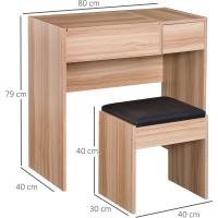 Mesa de Maquillaje con Espejo Abatible y Cajas de Almacenamiento Tocador de Maquillaje de Mesa con Taburete Blanco 80x40x79 cm y 40x30x40 cm - details 15