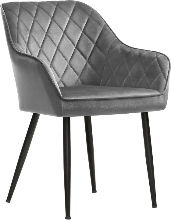 Silla de Comedor de Terciopelo Silla de Cocina con Respaldar Carga Máx. 120 kg Patas de Metal - 1