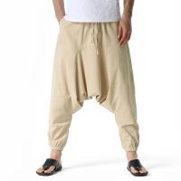 Pantalones de Lineno y Algodón para Hombres Pantalones Anchos Casuales con Cintura Baja - details 9