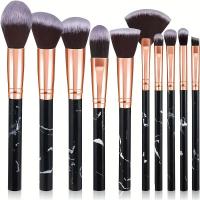 10 Pcs Pinceles De Maquillaje Premium Sintéticos Diseñados Para Fundamento Blending Polvo Rouge Correctores Sombras De Ojos - details 0