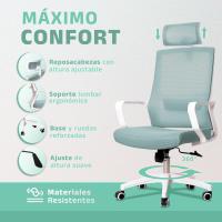 Oficina Soporte Lumbar Ajustable y Reclinable, Reposacabezas Ajustable, Malla Transpirable, Ruedas Giratorias 360 °   Soporta hasta 100kg (Azul) - details 6