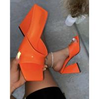 Nuevos tacones altos femeninos de una sola línea con punta de pez gruesa de gran tamaño en color caramelo en verano (Regalo 2 piezas) - details 21