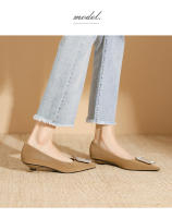 Zapatos de novia franceses de tacón bajo y poco profundos de nuevo estilo para mujer - details 7