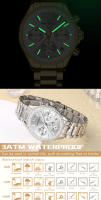 Reloj de Lujo para Mujer – Brillo Nocturno, Calendario, Brazalete de Acero Inoxidable, Elegante Reloj de Pulsera - details 7