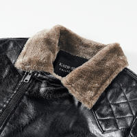 Abrigo de lana para hombre para mantener el calor, Tops con cuello extraíble a la moda, chaqueta de cuero con solapa sólida gruesa y holgada para exteriores, invierno - details 13