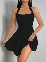 Vestido corto de verano con cuello Halter para mujer, vestido de verano con cintura acampanada, Y2K - details 0