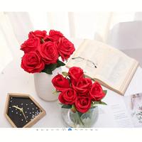 Ramo de rosas artificiales realistas para bodas, cumpleaños y más, para arreglos florales y decoración del hogar, 12 piezas - details 4