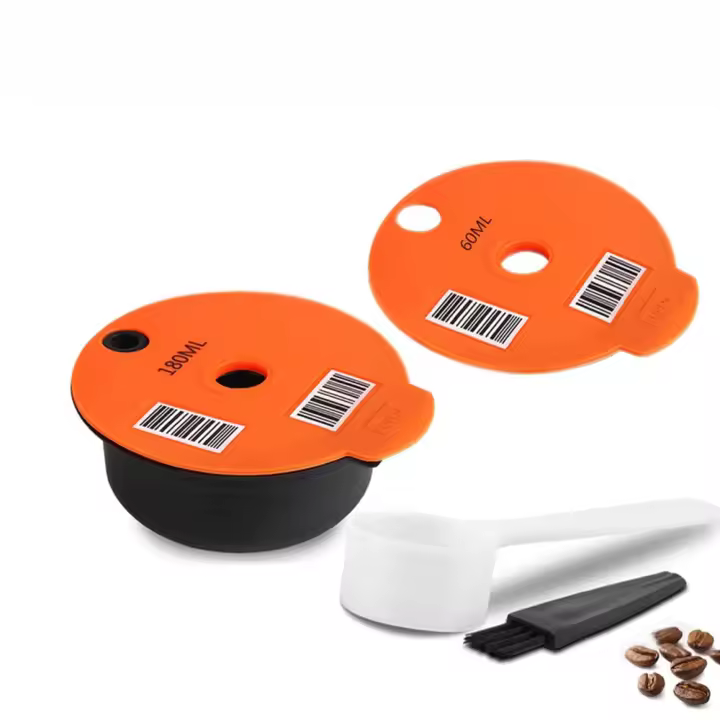 Cápsulas Tassimo reutilizables compatibles con Tassimo Bosch, (60 ml) + 1 (180 ml), tapa con código de barras legible - 1