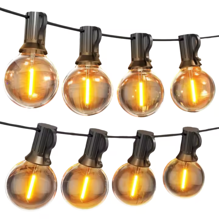 Exterior Jardin 45,7M, 24V Luces Exterior con 75+2 Bombillas, Impermeable Luce Jardin para Terraza, Café, Cobertizos, Bodas, Pérgolas - 1