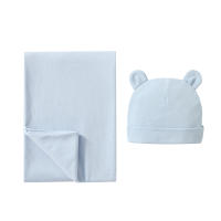 Traje de Pañales de Algodón 100% Manta Fular de Bebé de Doble Cara Juego de Gorro para Recién Nacido - details 3